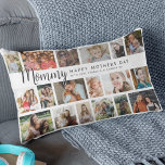 Custom Mummy 18 Photo Collage Lumbar Cushion<br><div class="desc">Discover our photo-centric scatter cushion,  an ideal gift for birthdays or Mother's Day,  these pillows allows you to feature 18 photos as a sentimental keepsake. Emblazoned with a cheerful 'Happy Mother's Day' template text,  you have the flexibility to change or delete the message to suit any occasion.</div>