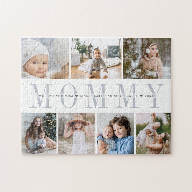 Custom Mummy 7 Photo Kids Collage Jigsaw Puzzle (Horizontal)