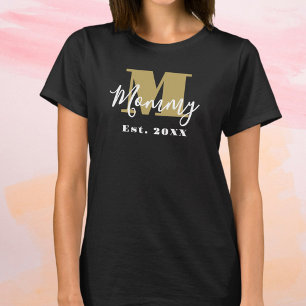 Custom Mummy Gold Monogram Established Year Script T-Shirt