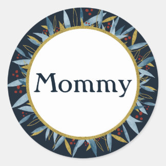 Custom Mummy Rounded Frame with Branch Bouquet Classic Round Sticker