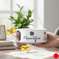 Custom Munchkin Cat Bowl with Name & Breed Design 