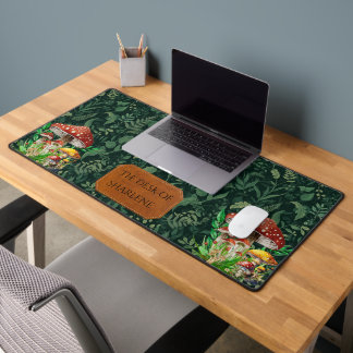 Custom Mushroom Forest Desk Mat | Botanical Leaf