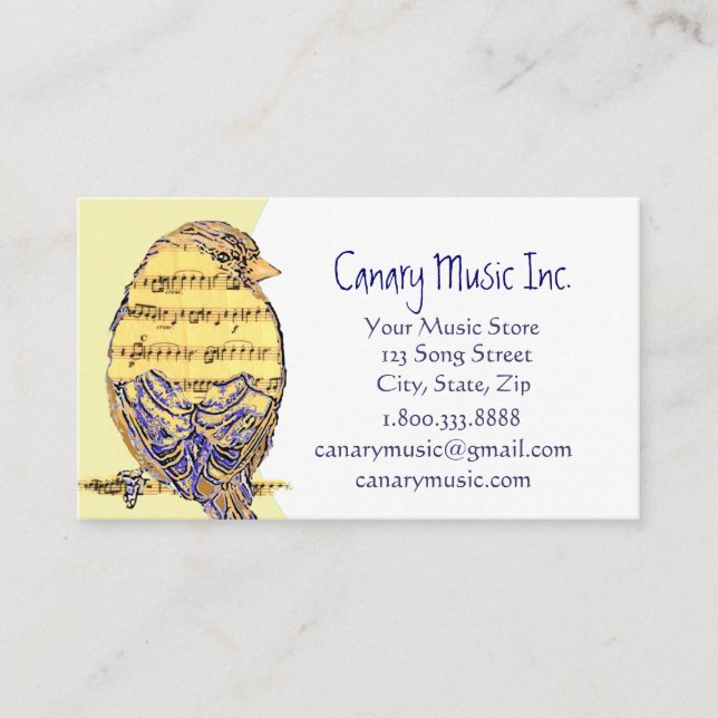 Custom Music & Bird Business Card (Front)