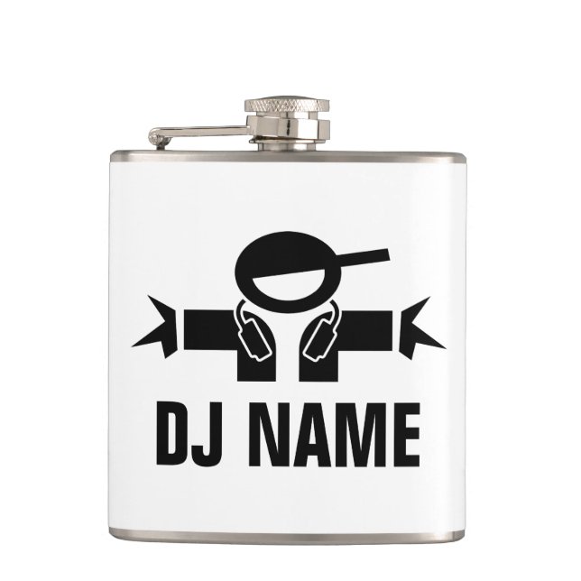 Custom music deejay hip flask gift for DJ (Front)