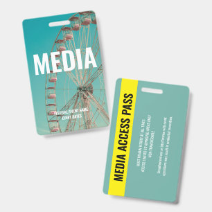 Custom Music Festival Concert Event Access Yellow ID Badge