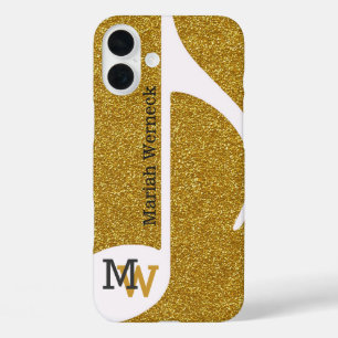 custom music note faux golden iPhone 16 plus case