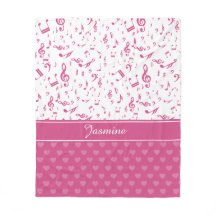 Custom Music Notes and Hearts Pattern Pink White