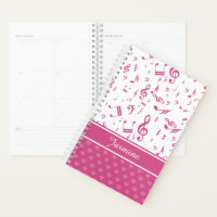 Custom Music Notes and Hearts Pattern Pink White