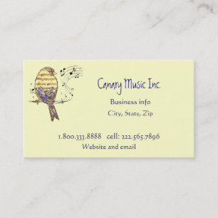 Custom Music Notes & Bird Music Business Card