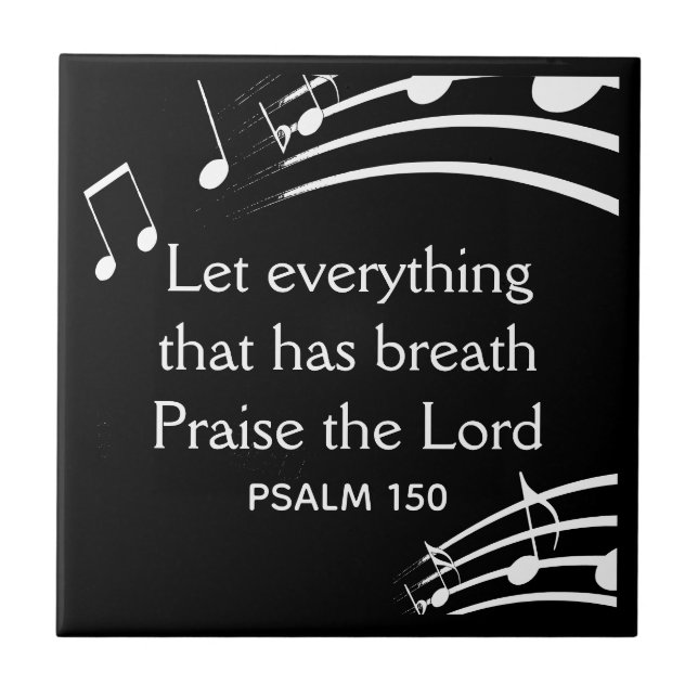 Custom MUSIC NOTES Christian Black Tile (Front)