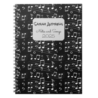 Custom Music Notes Pattern Notebook