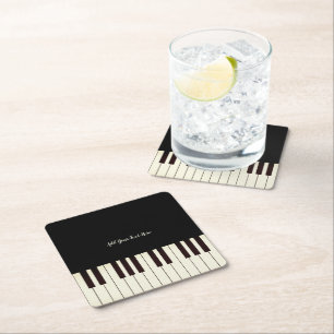 Custom Music Piano Teacher Piano Keys  Square Paper Coaster