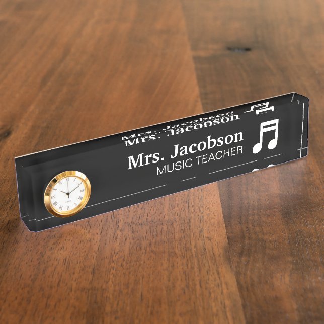 Custom music teacher desk name plate with note (Side)
