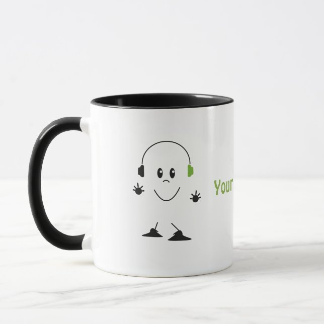 Custom Music Text Cute Headphones Character Mug (Left)