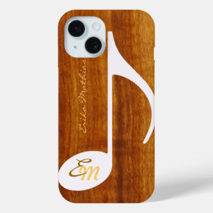 Custom Musical Note on Wood iPhone 15 Case