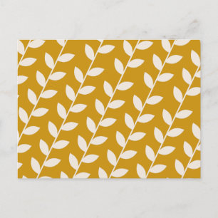 Custom Mustard 70s Retro Leaf Pattern  Holiday Postcard