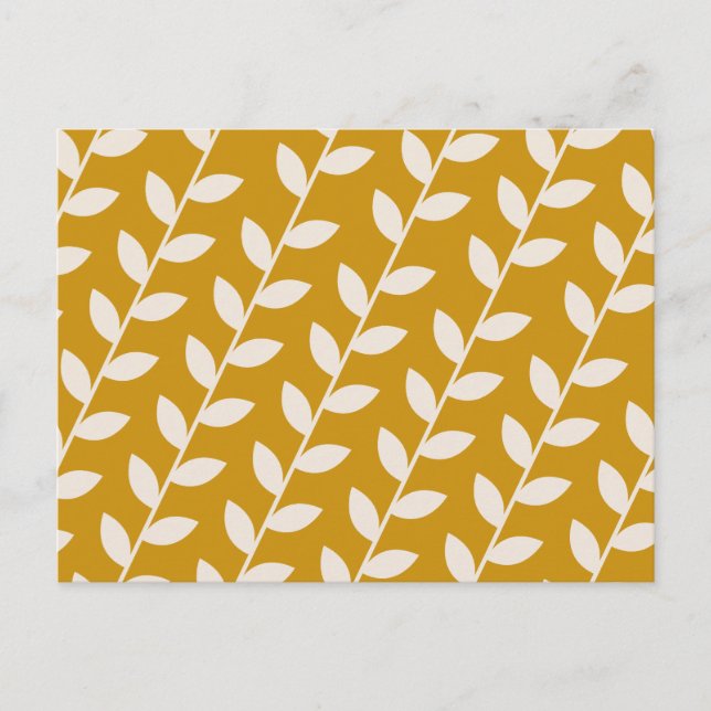Custom Mustard 70s Retro Leaf Pattern  Holiday Postcard (Front)