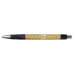 Custom Mustard 70s Retro Leaf Pattern Monogram