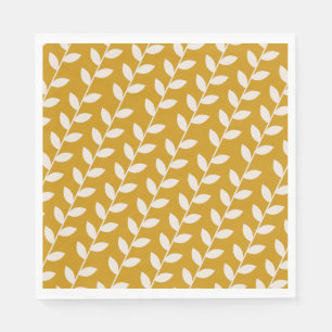 Custom Mustard 70s Retro Leaf Pattern Napkin