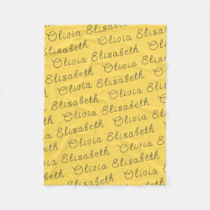 Custom Mustard Yellow Personalised Baby Girl Gift Fleece Blanket