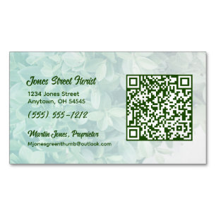 Custom Muted Greenery Magnetic Card with QR Code