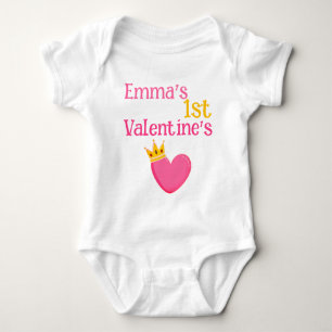Custom My FIRST VALENTINEs Heart Cute Baby Toddler Baby Bodysuit