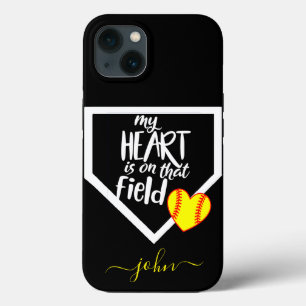Custom MY HEART IS ON THAT FIELD Mum Softball 12 iPhone 13 Case