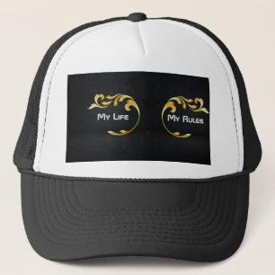 Custom My Life My Rules Text Image Trucker Hats