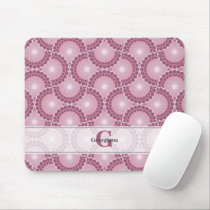 Custom Name 1920s Radiant Dusky Rose Dot Mandala Mouse Pad