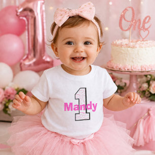 Custom Name 1st Birthday Girl Baby T-Shirt