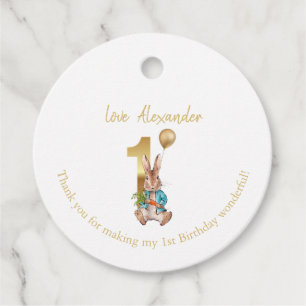 Custom Name 1st birthday Peter gold balloon Favour Tags