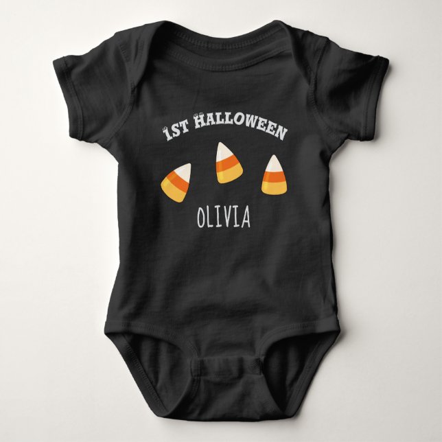 Custom Name 1st Halloween Newborn-Toddler Baby Bodysuit (Front)