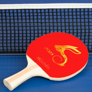 Custom Name 2023 Lunar Chinese New Year RABBIT Red Ping Pong Paddle