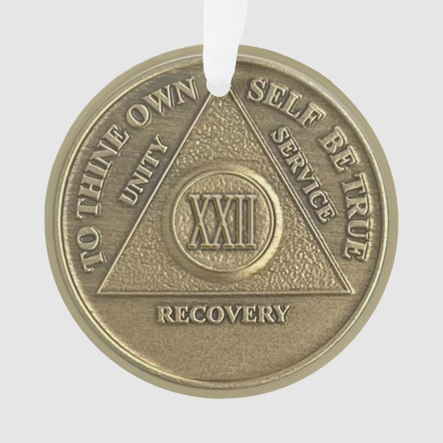 Custom Name | 22 Year Sober Anniversary Medallion Ornament (Front)