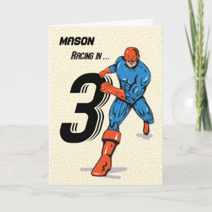 Custom Name, 3rd Birthday Superhero Card