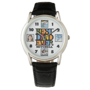 Custom Name & 4 Photos BEST DAD EVER Watch