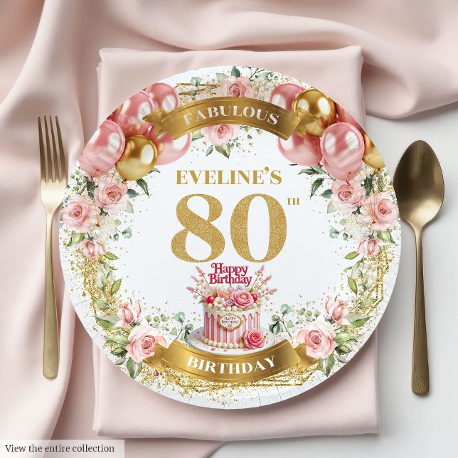 Custom Name 80th Birthday Plates (Custom Name 80th Birthday Plates)