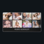 Custom Name 8 Photo Collage Personalized Black Desk Mat<br><div class="desc">Modern photo collage desk mat personalized with name and 8 favorite pictures. Makes a unique personalized office gift.</div>