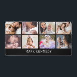 Custom Name 8 Photo Collage Personalized Black Desk Mat<br><div class="desc">Modern photo collage desk mat personalized with name and 8 favorite pictures. Makes a unique personalized office gift.</div>