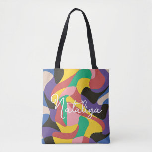 Custom Name Abstract Art Colourful Gift Tote Bag