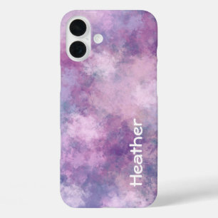 Custom Name Abstract Blue, Lilac and Pink iPhone 16 Plus Case