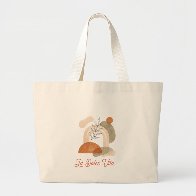 Custom Name Abstract Boho Aesthetic Canvas Tote Ba (Front)