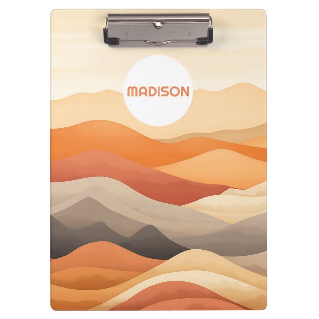Custom Name Abstract Landscape Illustration Clipboard (Front)
