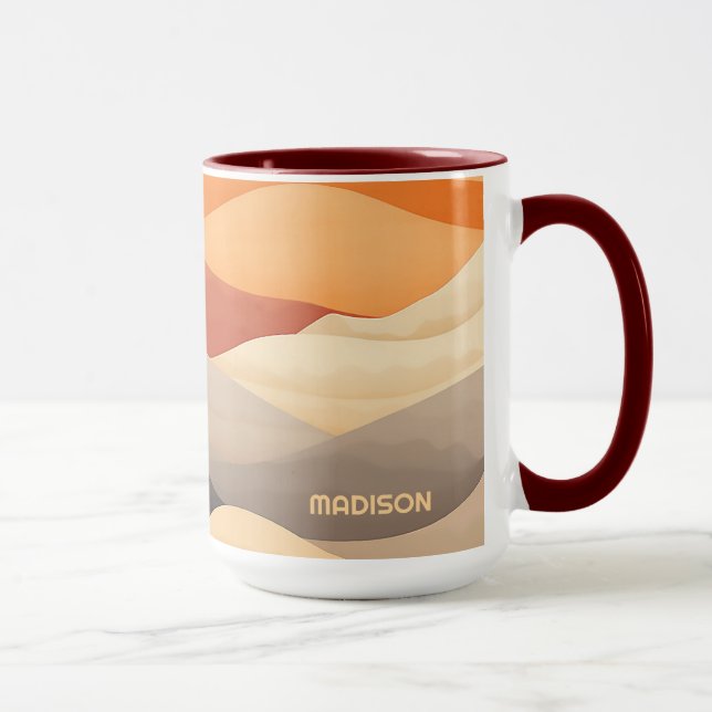 Custom Name Abstract Landscape Illustration Mug (Right)