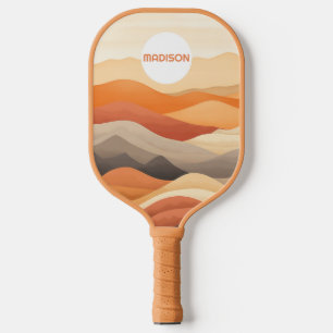 Custom Name Abstract Landscape Illustration Pickleball Paddle