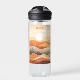 Custom Name Abstract Landscape Illustration Water Bottle