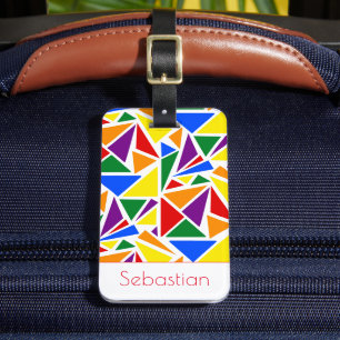 Custom Name Abstract LGBTQ Rainbow Pride Colours Luggage Tag