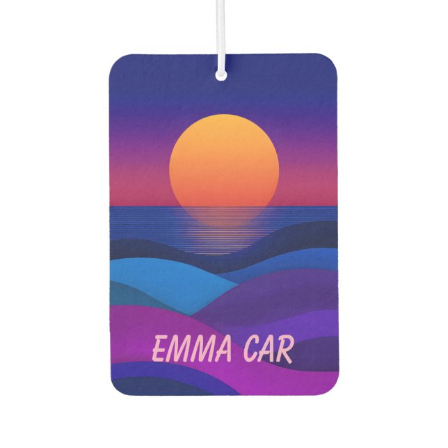 Custom Name Abstract Sunset Car Air Freshener (Front)
