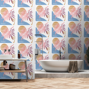 Custom Name Abstract Tropical Landscape Wallpaper