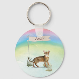 Custom Name Abyssinian Cat Pet Key Ring